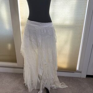 Free People + Brenda Knight Elegant White Lace Women's Skirt